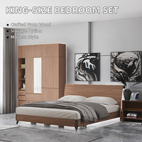 Lit double moderne en MDF et mélamine, design simple, pour la maison, en bois, taille King/Queen, ensemble de meubles de chambre à coucher avec rangement, pour ateliers