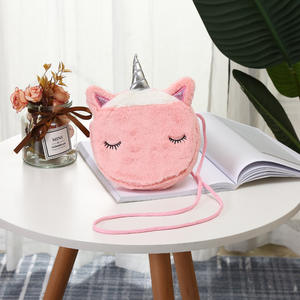 Tas Tangan Dompet Desainer Anak Perempuan, Tas Kurir Bahu Tunggal Bulu Unicorn Kartun Lucu - Product Image 6