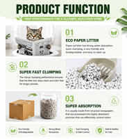 Litière pour chat en granulés de papier recyclé à faible teneur en poussière, ultra absorbante, contrôle des odeurs, biodégradable, jetable aux toilettes, écologique, légère