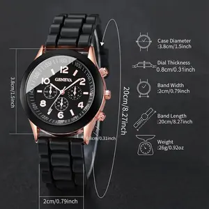 Orologio da studente popolare al quarzo e gioielli a forma di cuore gioielli in Silicone Casual da donna - Product Image 3