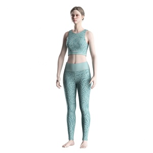 Ensemble de Pilates pour femmes avec impression par sublimation personnalisée, débardeur court compressif et leggings de sport taille haute OEM - Product Image 5