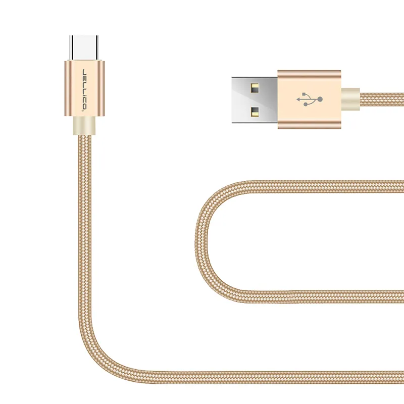 Beranang Produk Baru GS - 20 Type C USB Pengisian Kabel Nilon Dikepang Kabel Data Tipe C USB Kabel