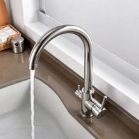 Robinet mélangeur chromé à double poignée avec cartouche céramique pour système de filtration RO de cuisine, eau chaude/froide et refroidisseur de soda - Vente chaude