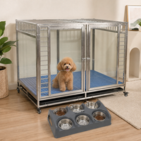 Cage pour animaux de compagnie avec garde-corps, taille personnalisable, simple couche, double porte, cage d'exposition pour chien, cages en acier inoxydable, cage pliable pour chien