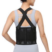 YR-412-1 Cinturón de Soporte Lumbar Elástico y Transpirable con Tirantes para Hombros, de Poliéster y Algodón, para Protección de Espalda y Moldeado de Cintura