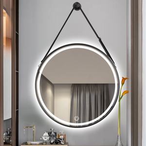 Espejo LED redondo de alta calidad con estante <span class=keywords><strong>para</strong></span> baño, espejo de cristal colgado en la pared con pantalla de <span class=keywords><strong>tiempo</strong></span> y temperatura, 1 unidad - Product Image 2