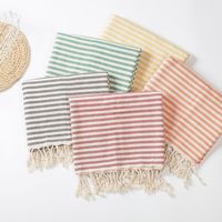 FF3707 Customizable 100*180cm Large Oversized Pool Sand Free Beach Towel Absorbent Tassels Travel Striped Turkish Beach Towel