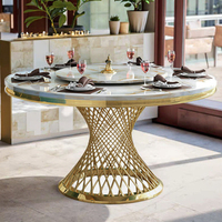 Table de salle à manger ronde moderne avec dessus en marbre et cadre en acier inoxydable doré avec une susan paresseuse-pour les meubles de maison