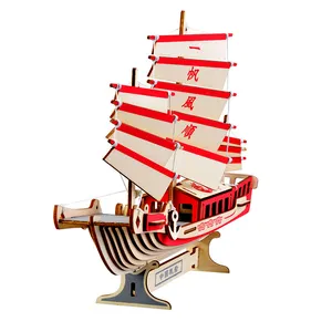ensamblado modelo de barco Suppliers-Modelo de adorno de arte para sala de estar, modelo de barco de rompecabezas educativo manual DIY, producción láser 3D