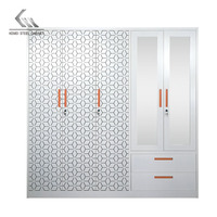 Armoire Métallique Démontable à 5 Portes, Motif Floral Imprimé, Meuble de Rangement pour Vêtements
