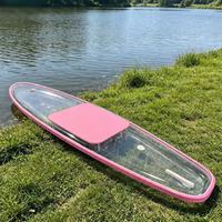 Planche de Stand Up Paddle (SUP) transparente en PC rigide avec éclairage LED RGB, planche SUP transparente en forme d'arête de poisson pour sports nautiques nocturnes et location en station.