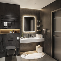 Miroir de salle de bain intelligent LED étanche, miroir de maquillage moderne anti-buée, luminosité réglable, éclairage tactile, éclairage intégré, hôtel