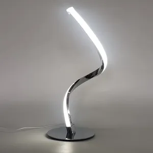 LED Spiral masa lambası kavisli soğuk beyaz sıcak beyaz dokunmatik karartma masa lambası oturma odası yatak odası için okuma ve dekoratif ışıklar