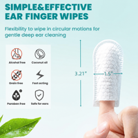 50pcs par baril doux sans irritation biodégradable pour le soin des oreilles des animaux de compagnie lingettes pour les doigts