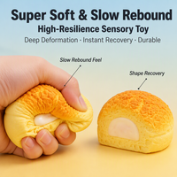 Jouet de décompression Squishy en PU à rebond lent, simulation de pain ananas souple, vente en gros
