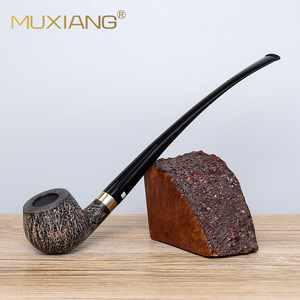 Muxiang Briar Wood Pipe Bent Type 9mm Mortise Joint Handmade Tobacco Pipe Reading Pipe - Product Image 1