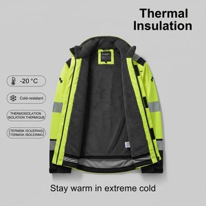 Светоотражающая водонепроницаемая рабочая куртка для плотников, спецодежда для строительства, рабочий костюм с высокой видимостью и карманами для наколенников - Product Image 5