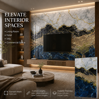 Panneau mural en faux marbre noir doré MORLENX, revêtement UV, PVC, résistant au feu, plaque sans joint pour la décoration des magasins de détail et des bureaux