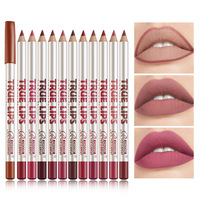 Ensemble de crayons à lèvres imperméables longue durée en 12 couleurs, tons nus mats et veloutés, haute pigmentation, crayon à lèvres en bois naturel, maquillage minéral
