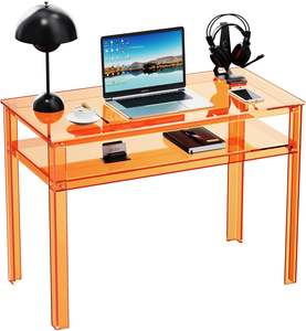 Bureau en acrylique transparent avec rangement ouvert, bureau d'ordinateur pour le bureau à domicile, <span class=keywords><strong>table</strong></span> d'étude - Product Image 6