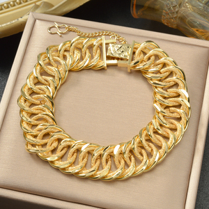 frosted polished custom <b>copper</b> wholesale luxury bulky curb chain homme daily secure extension vibrant 18k gold plated <b>bracelet</b> - Product Image 1
