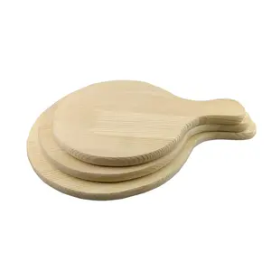 Round pine pizza crust short handle wooden paddle Kitchen Grill Baking and pastry tools serving tray Wooden tray