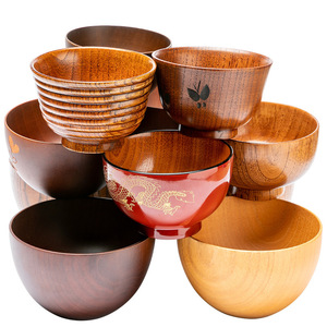 Bols en bois créatifs pour enfants avec gravure, grands bols en bois de jujube pour adultes, adaptés à un usage domestique, aux hôtels et - Product Image 1