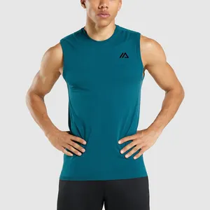 2022 Men's training tank tops custom Gym slim fit straight vest mesh back breathable singlets