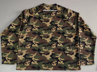 T-shirt à manches longues en tricot gaufré camouflage pour homme, col ras du cou raglan, streetwear, haut thermique camouflage, t-shirt à manches longues avec logo personnalisé