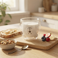 Mug à café en verre borosilicate à double paroi transparent de 250 ml avec logo personnalisé, idéal pour le lait, le thé, les jus