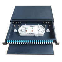 96Core 1 U kepadatan tinggi 19 "rak dipasang jenis serat optik distribusi case 24 LC Quad adapter panel patch