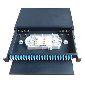 96Cores 1 U High density 19" rack mounted type optical fibre distribution case 24 LC Quad adapters patch panel