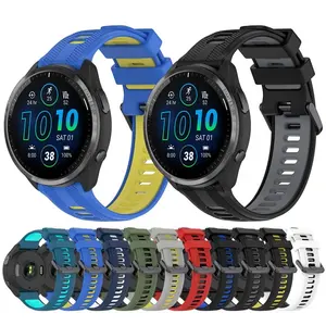 22MM Fivela De Duas Cores Esporte Pulseira De Silicone Pulseira De Pulso Para Garmin Forerunner 965/955/945 Watch Strap