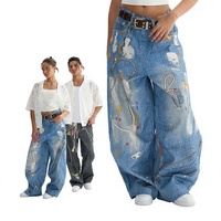 Vêtements pour hommes |   Jean bootcut streetwear tendance haut de gamme imprimé en 3D, coupe ample, en denim épais premium, pour le printemps