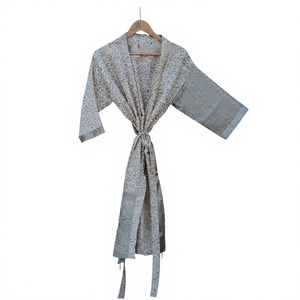 Women's Full Length Floral Printed <b>Silk</b> Cotton Robe Long Sleeve Turn-down Collar Casual Sleepwear Handwash Care - Product Image 1