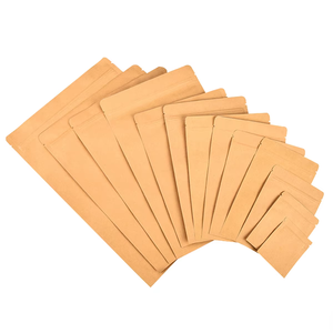 Custom Reusable Brown Flat 3 Side Seal Food Grade Packaging Kraft Paper <b>Pouch</b> Biscuit Food Candy Chewing Gum Storage Ziplock Bag - Product Image 2