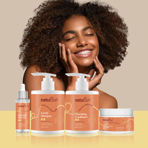 Set de Tratamiento Capilar de Marca Privada al por Mayor, Sin Sulfatos, Definidor de Rizos, Champú y Acondicionador Orgánico Reparador para Cabello Rizado - Product Image 1
