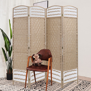 Gute Wahl hand gewebte Pflanzen faser und schöne faltbare billige Raumteiler mit Holzrahmen - Product Image 5