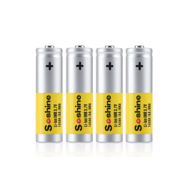 14500 IMR Rechargeable Batteries, 3.7V 600mAh Li-ion - 4Count (Pack of 1)
