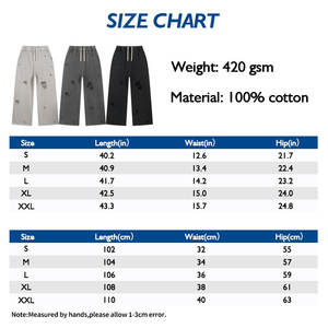 420G Heavyweight Snow Wash Vintage 2025 Cutout Decay Pantalones largos desgastados - Product Image 5