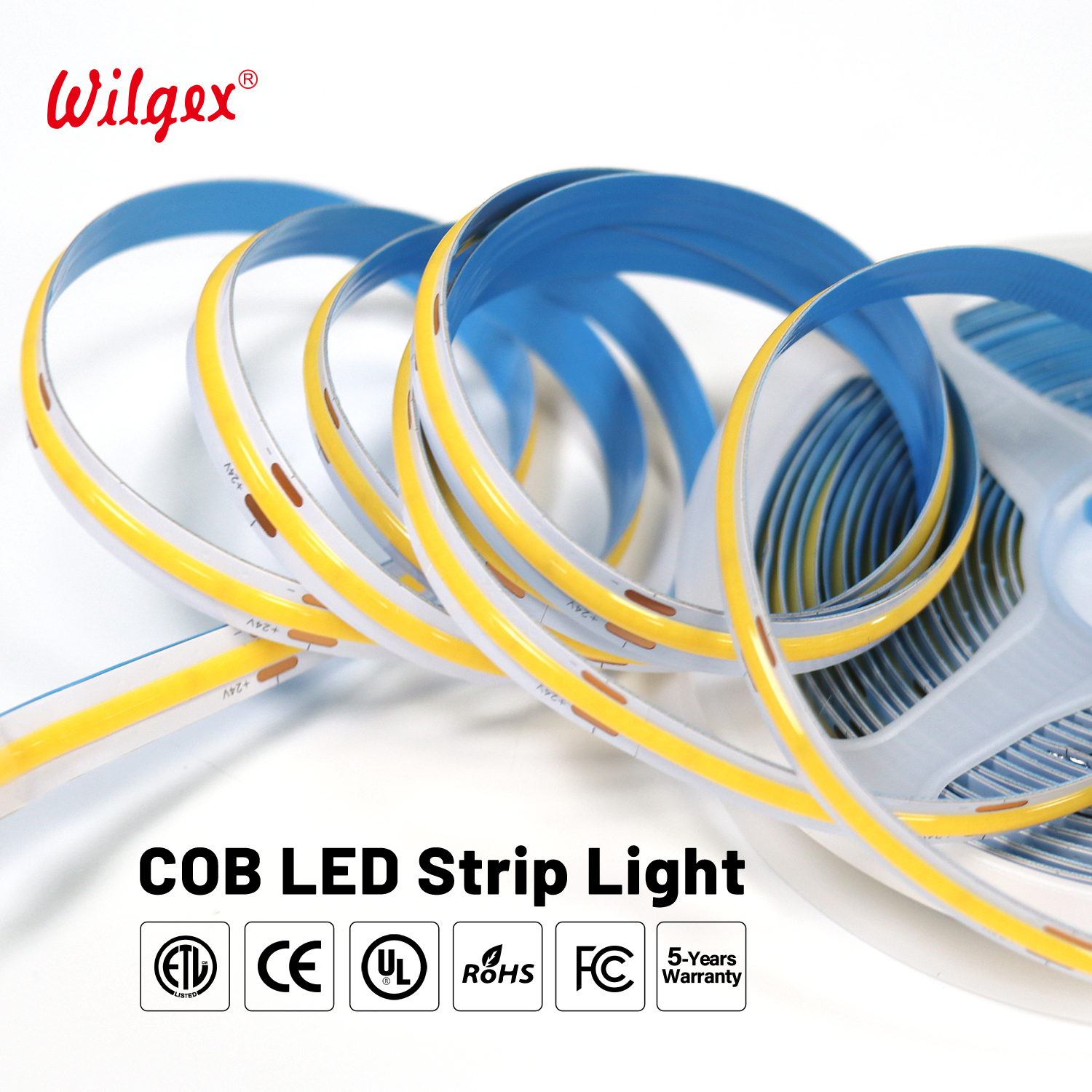 Factory Direct 24V COB LED Strip Light Non-waterproof 99.99% Pure Gold Wire Copper Bracket 3oz PCB CRI≥90 5Y Warranty