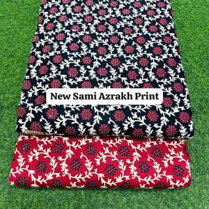 Tissu en coton pur authentique imprimé Sami Azrakh, textile indien artisanal, tissu doux et durable pour la mode et le style - Product Image 1