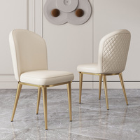 Internet Celebrity Chaise de salle à manger de style italien Tabouret de dossier de luxe léger Design nordique haut de gamme PU pour hôtels Nail Art Studios