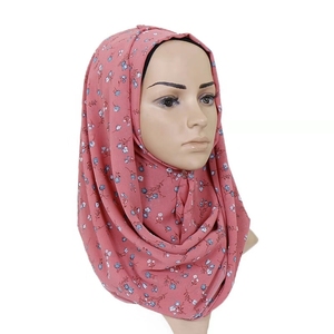 Simple bordado Floral bufanda chal de algodón indio Bandana imprimir pañuelos Sjaal de Hijab musulmán islámico estolas - Product Image 1