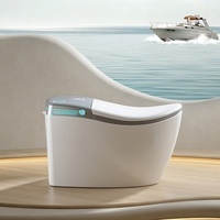 Toilette intelligente de luxe pour yacht, design élégant, en céramique, à poser au sol, chasse d'eau entièrement automatique, capteur, abattant automatique, chauffage instantané, télécommande