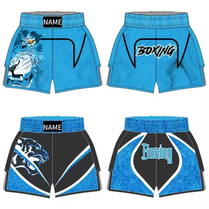 FQ Shorts <span class=keywords><strong>de</strong></span> <span class=keywords><strong>boxe</strong></span> pour hommes nouveau Design Shorts <span class=keywords><strong>de</strong></span> combat décontracté taille moyenne Muay Thai été formation taille élastique pour la vente en gros - Product Image 3