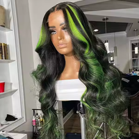 Perruque Lace Front sans colle cheveux humains Highlight 13x4 perruques Body Wave Lace Front colorées Honey Blonde Green HD perruques pour femmes