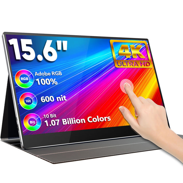 SIBOLAN 600 Brighess 100% Color Gamut 15.6 Inch Uhd 4k Portable Monitor Type-c with Stand case Touch Screen for Laptops
