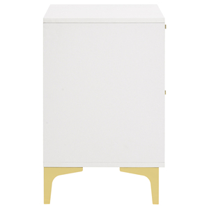 White 2 <b>Drawer</b> Rectangular Nightstand With Gold Legs Modern Bedroom <b>Storage</b> Cabinet - Product Image 5