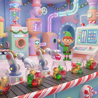 Groothandel Kerstman Gummy Candy 3D Balvormige Gevulde Jam Jelly Snoepjes voor Kerst Feest Favoriet Cadeau